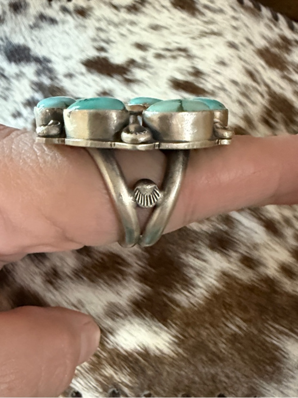 Beautiful turquoise & silver 6 stone ring - Picture 7 of 10